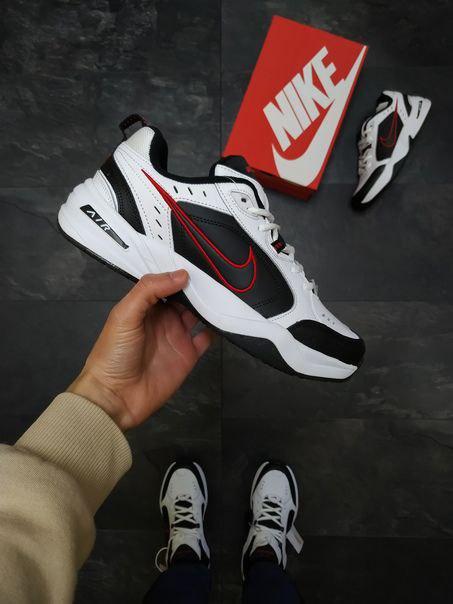 Nike Air Monarch Black White «Red Logo» 2