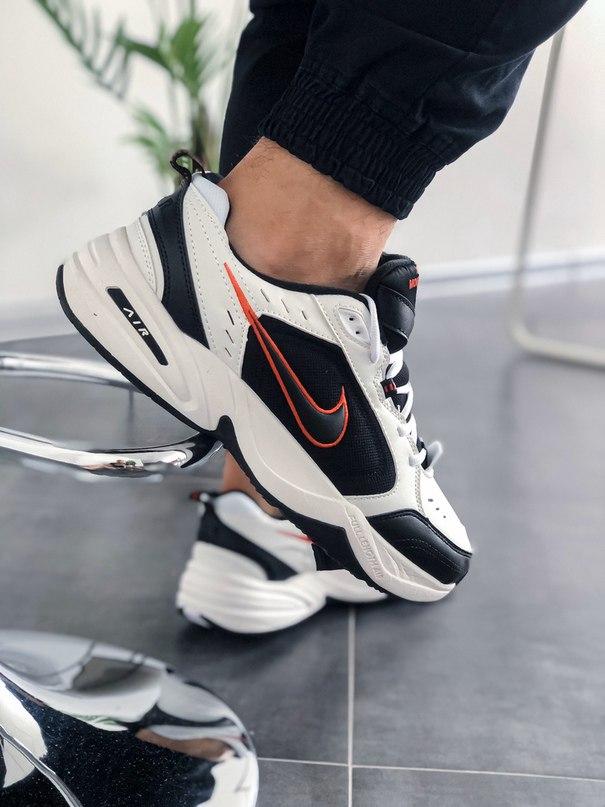 Nike Air Monarch Black White «Red Logo» 2