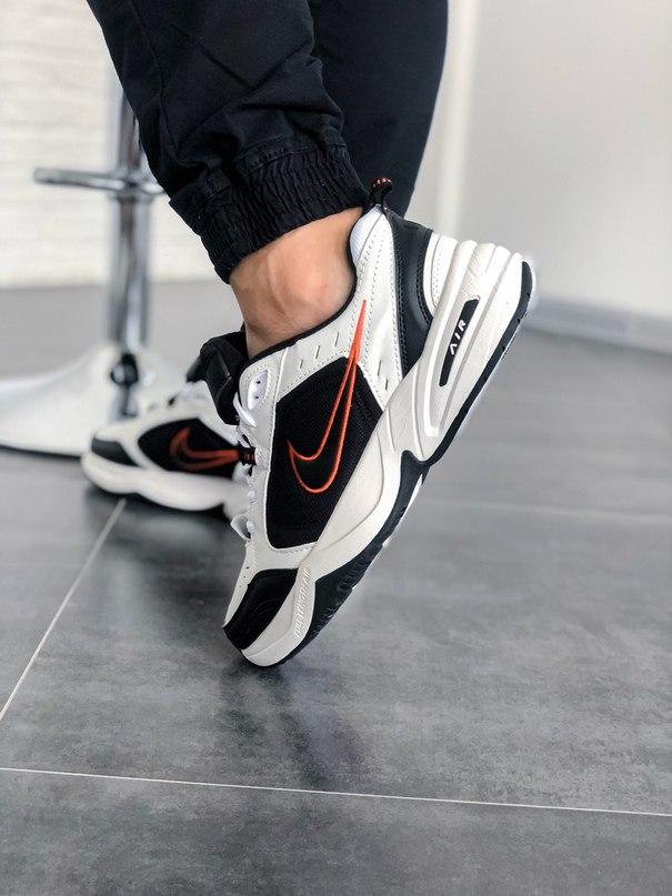 Nike Air Monarch Black White «Red Logo» 2