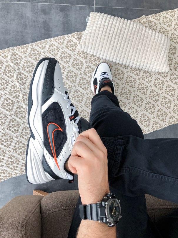 Nike Air Monarch Black White «Red Logo» 2