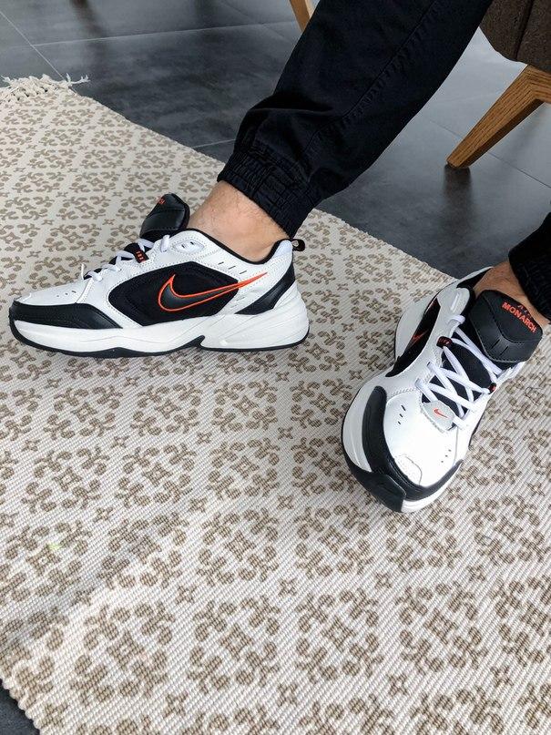 Nike Air Monarch Black White «Red Logo» 2