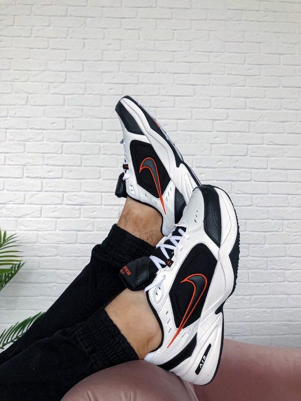 Nike Air Monarch Black White «Red Logo» 2
