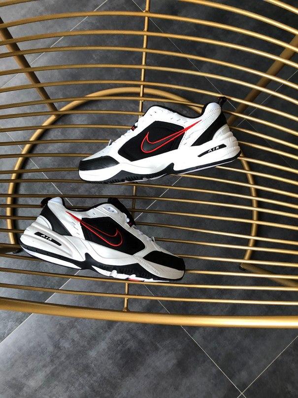 Nike Air Monarch Black White «Red Logo» 2