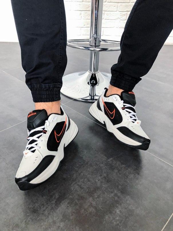 Nike Air Monarch Black White «Red Logo» 2