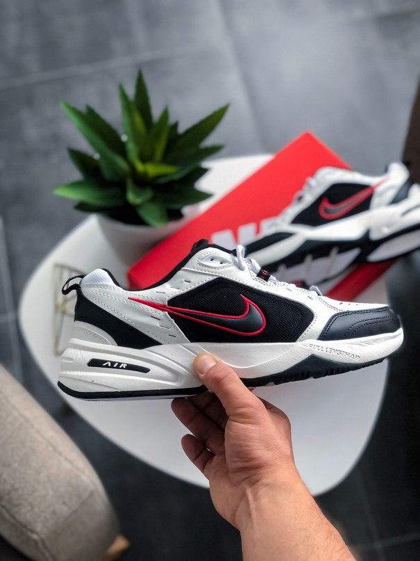 Nike Air Monarch Black White «Red Logo» 2