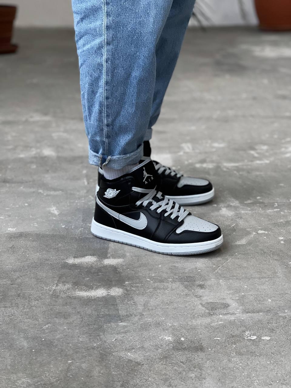 Nike Air Jordan Retro 1 High Black Grey Swoosh