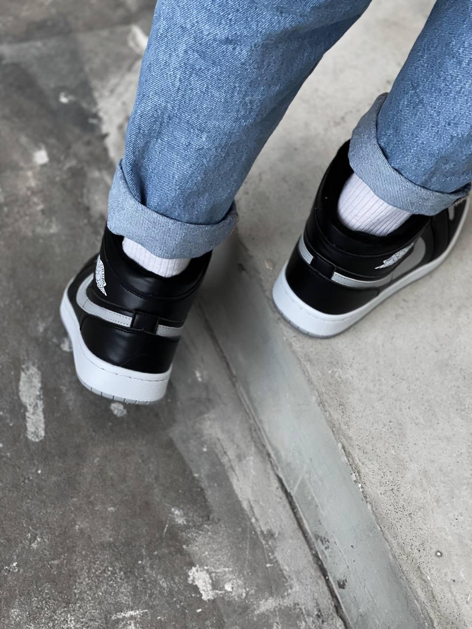 Nike Air Jordan Retro 1 High Black Grey Swoosh