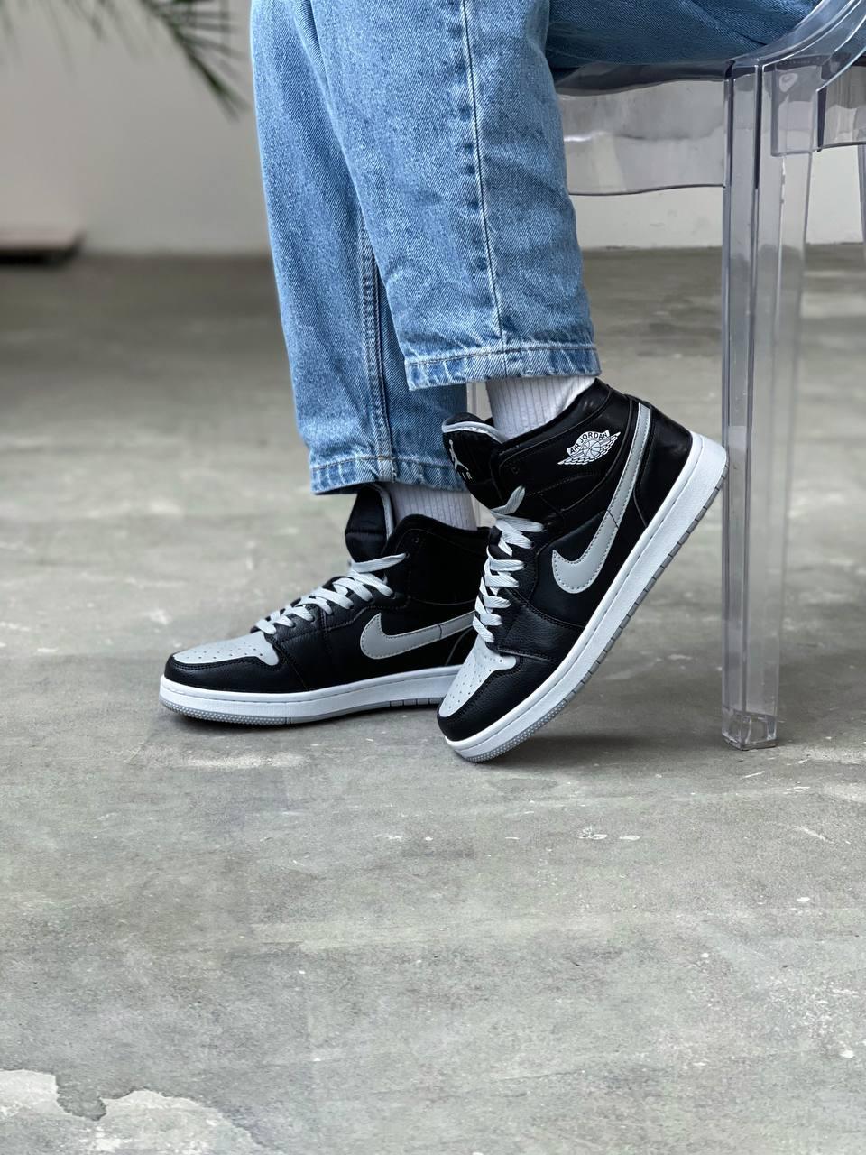 Nike Air Jordan Retro 1 High Black Grey Swoosh