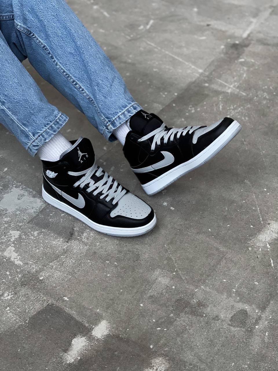 Nike Air Jordan Retro 1 High Black Grey Swoosh