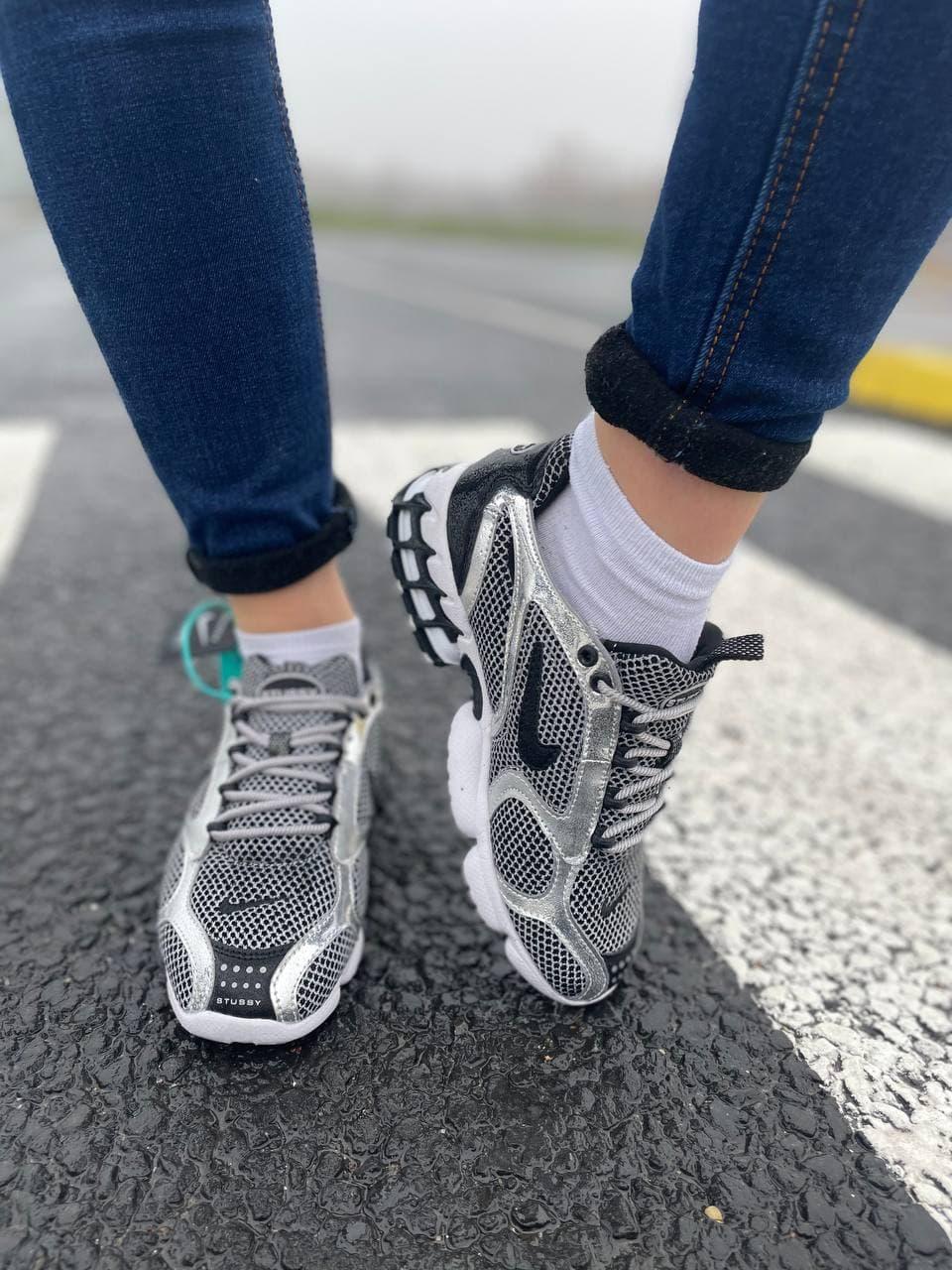 Nike X Stussy Air Zoom Spiridon Cage 2 Dark Silver