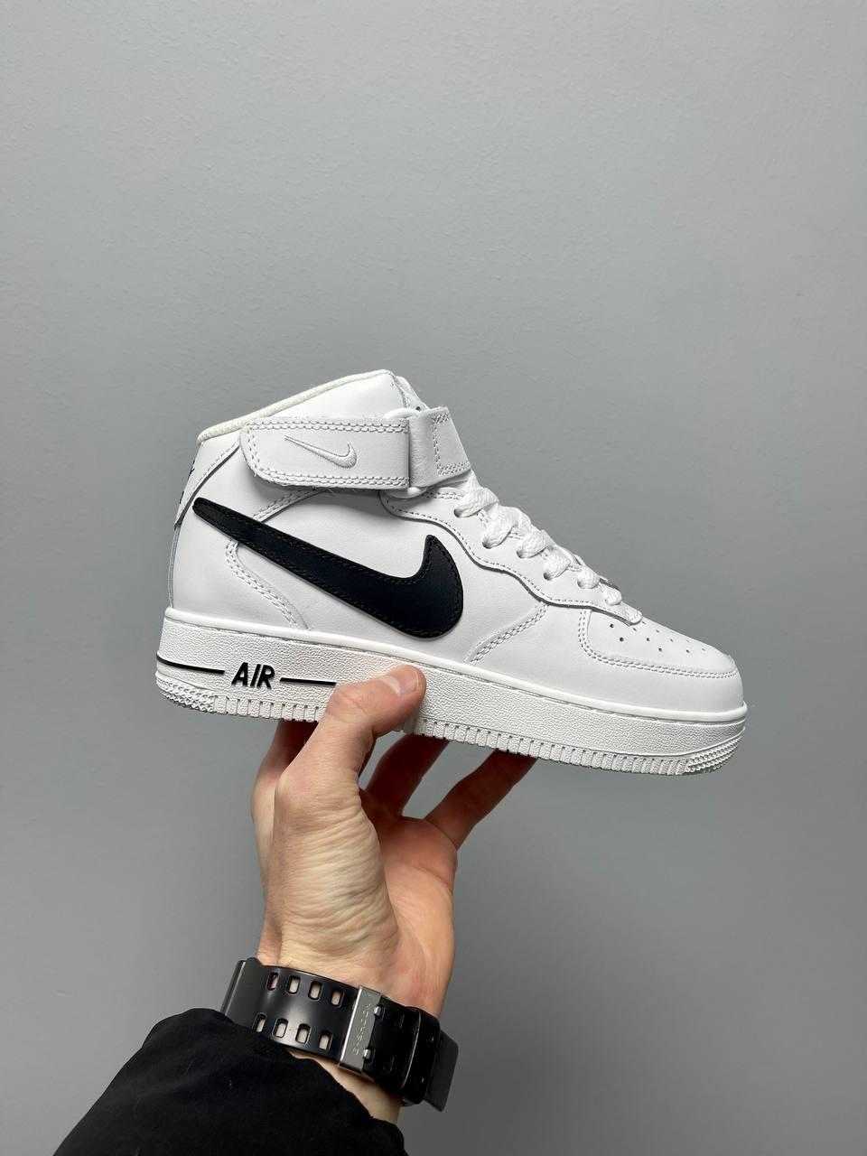 Nike Air Force 1 High White Black Logo Fur PREMIUM