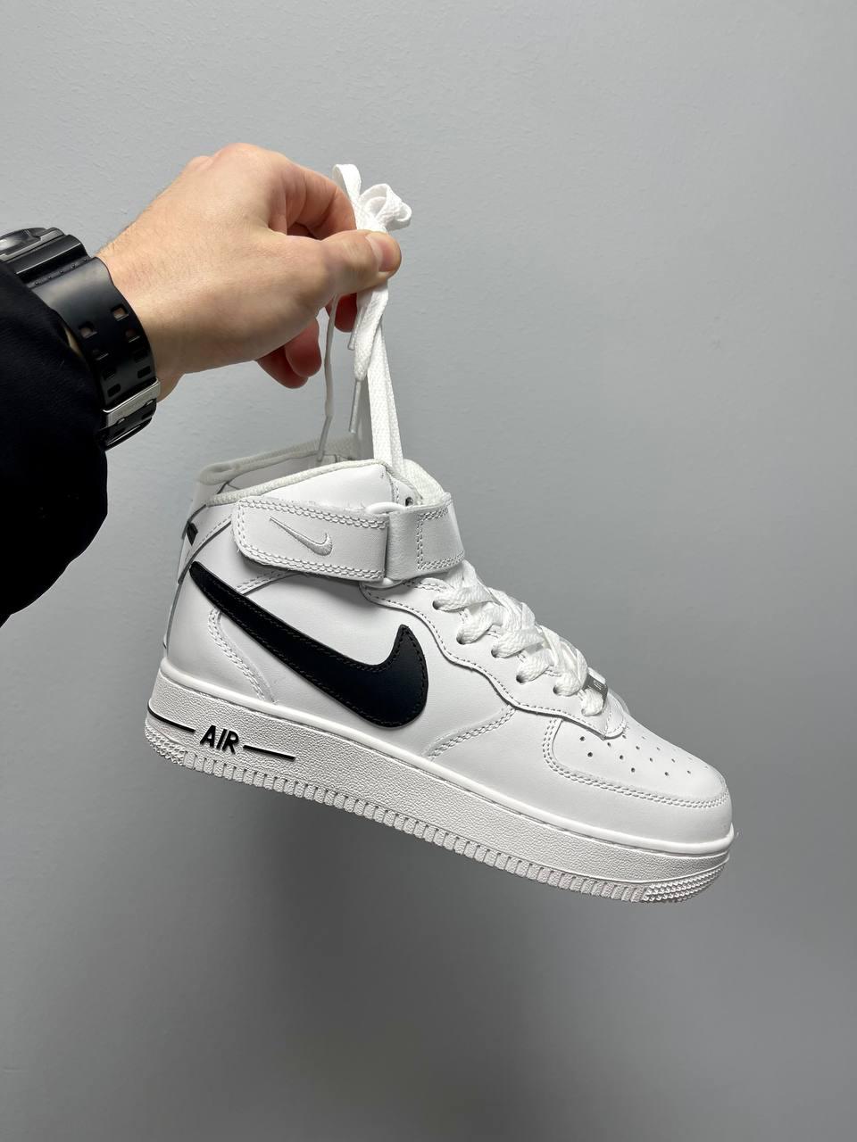 Nike Air Force 1 High White Black Logo Fur PREMIUM