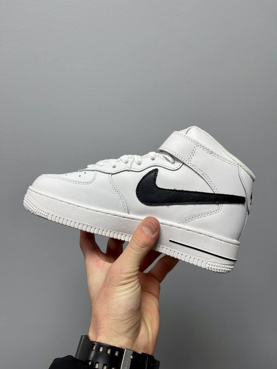 Nike Air Force 1 High White Black Logo Fur PREMIUM