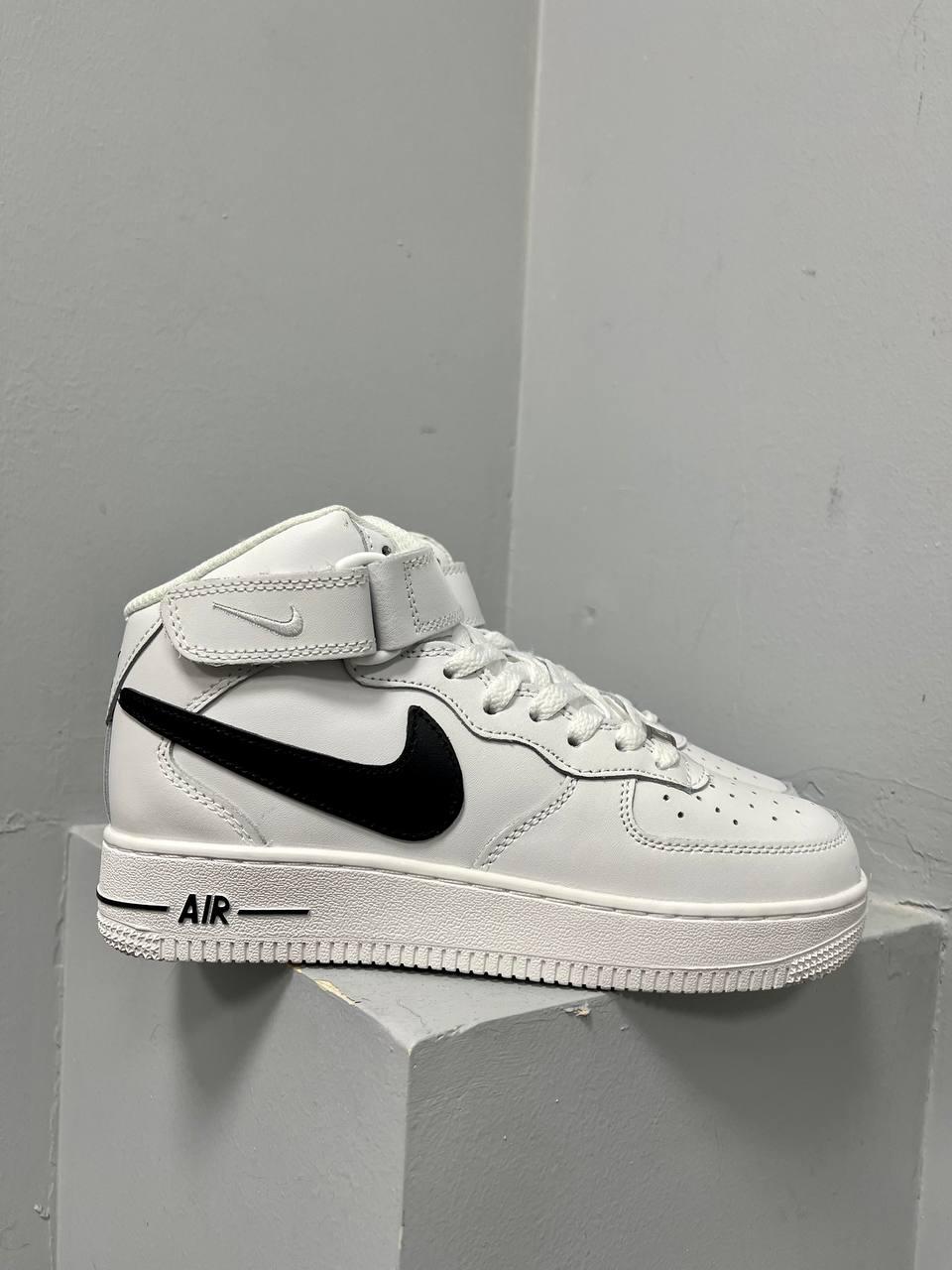 Nike Air Force 1 High White Black Logo Fur PREMIUM