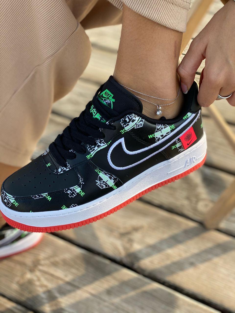 Nike Air Force 1 Black White Red 1