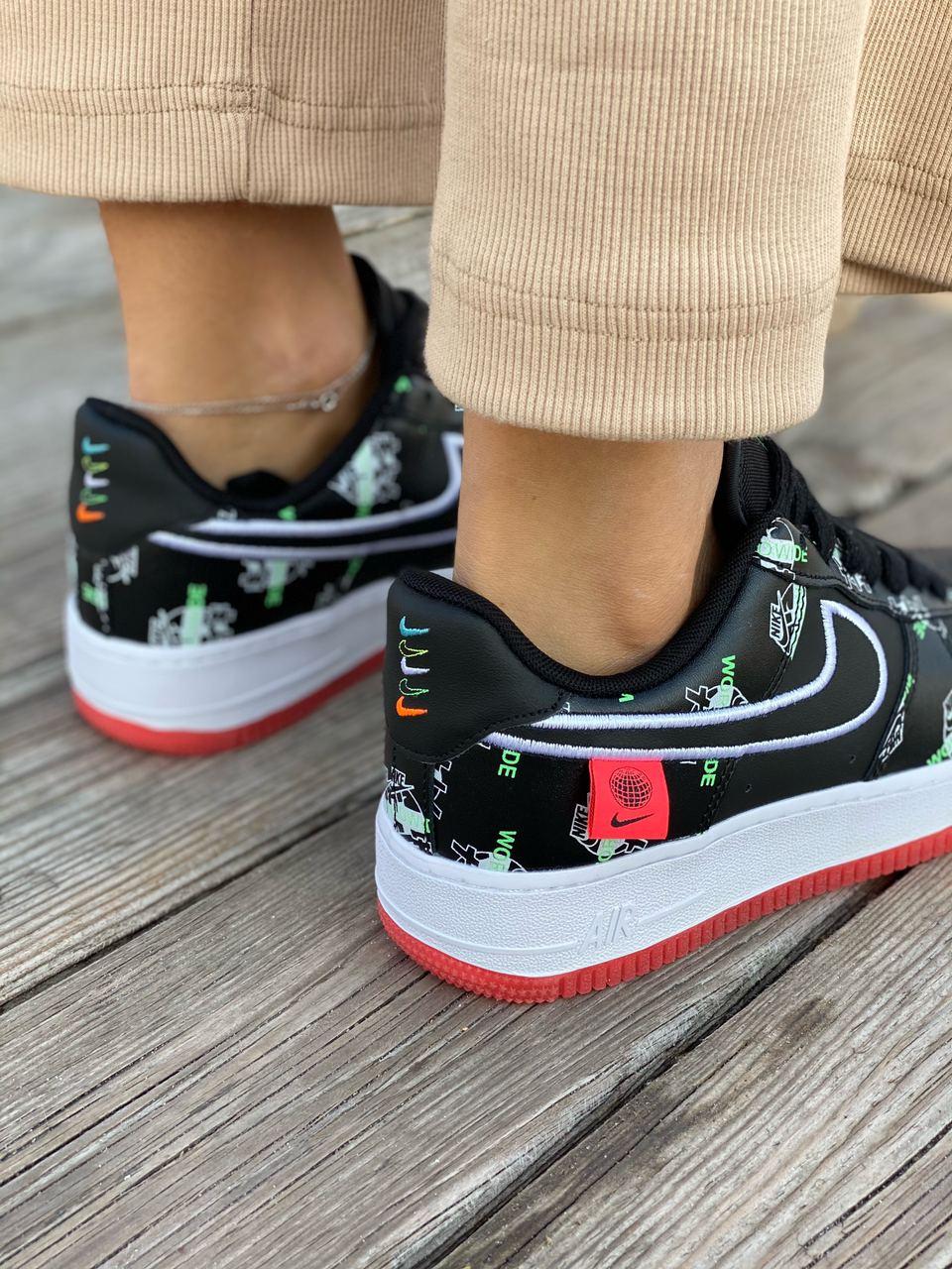 Nike Air Force 1 Black White Red 1