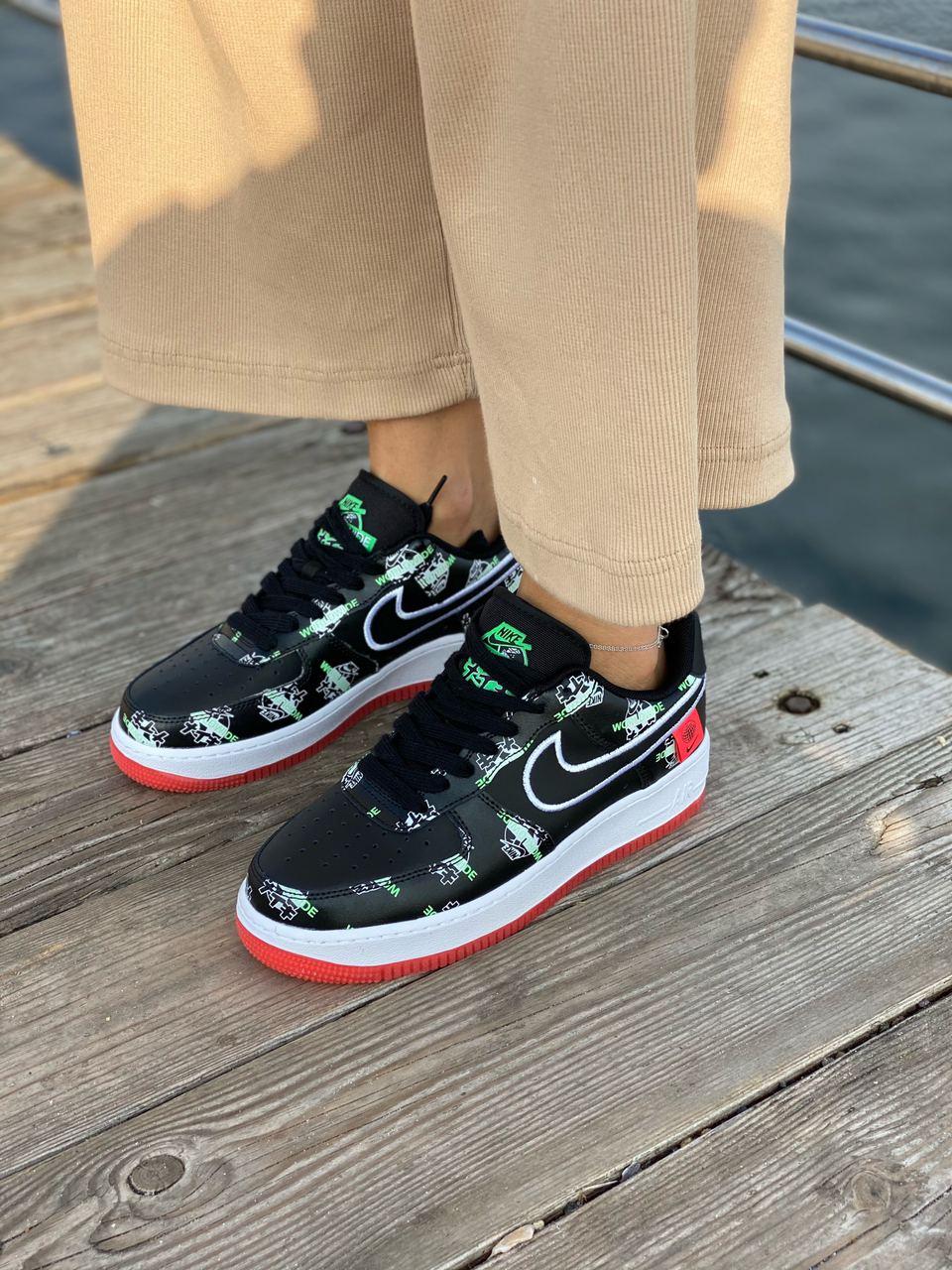 Nike Air Force 1 Black White Red 1