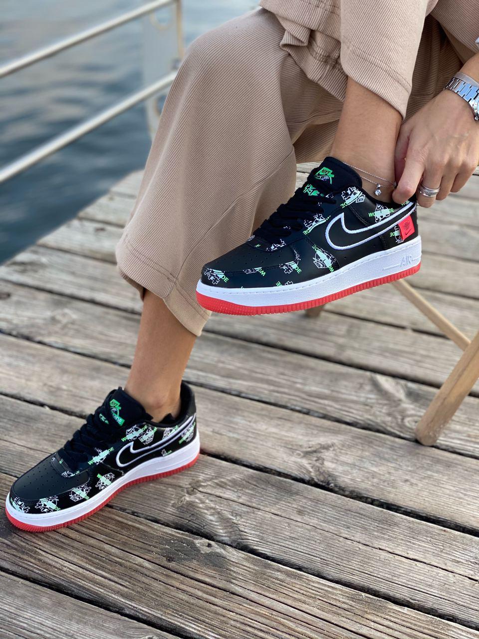 Nike Air Force 1 Black White Red 1