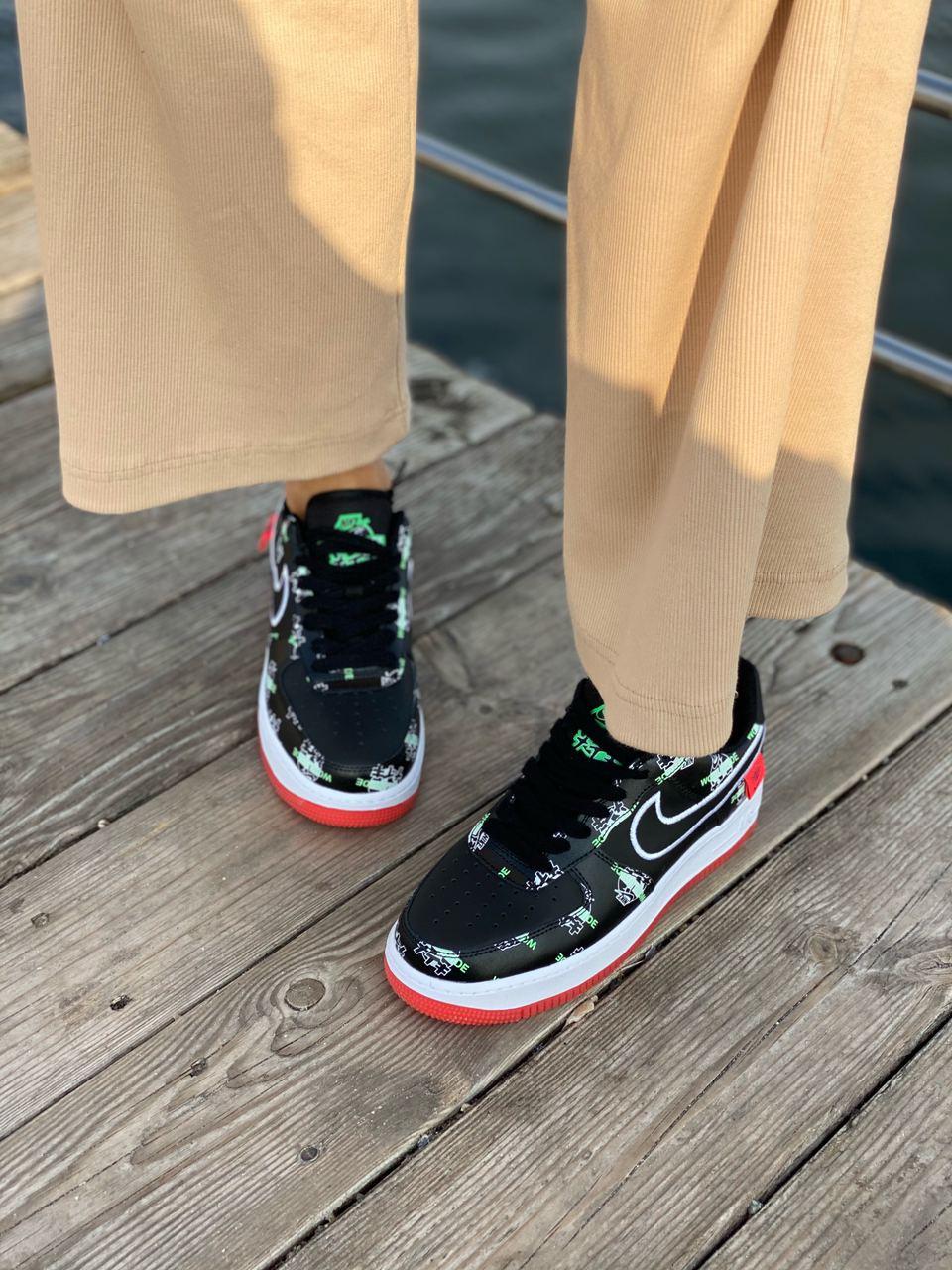 Nike Air Force 1 Black White Red 1
