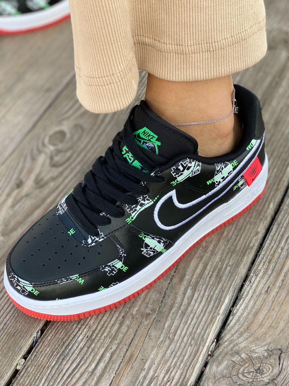 Nike Air Force 1 Black White Red 1