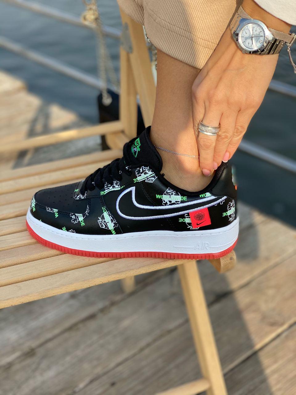 Nike Air Force 1 Black White Red 1