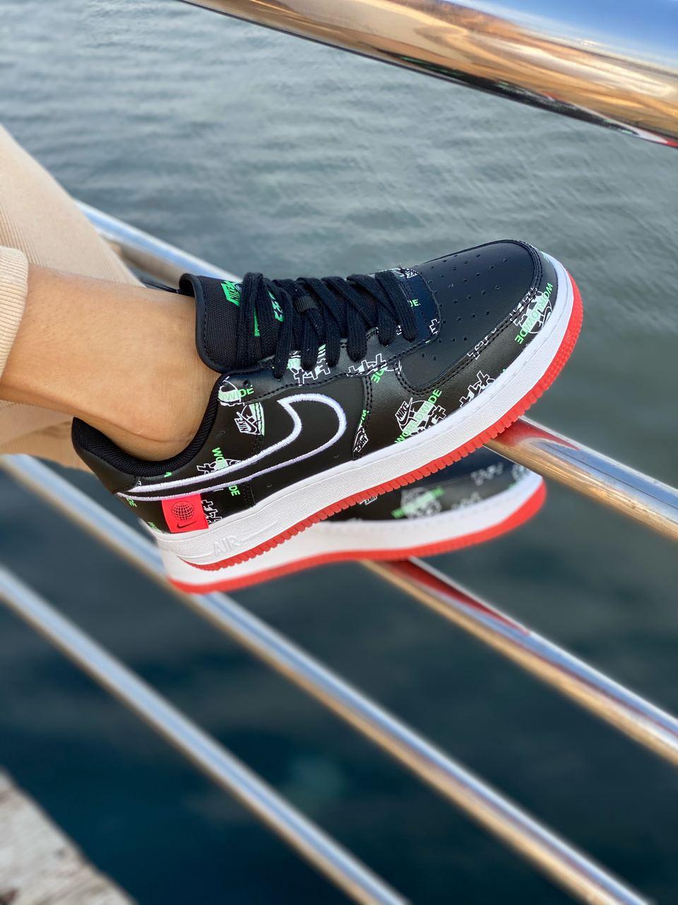 Nike Air Force 1 Black White Red 1
