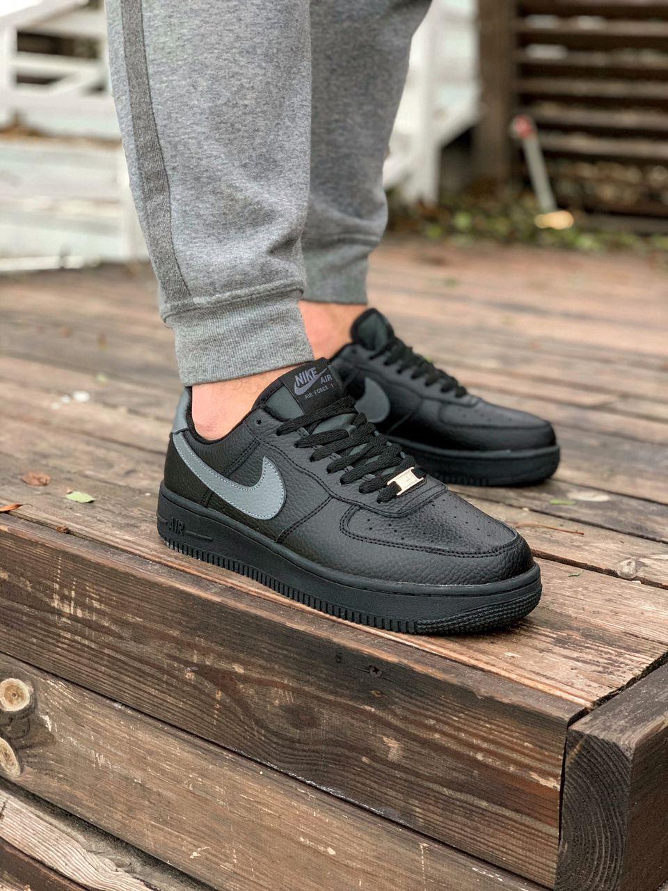 Nike Air Force Low Winter Black «Grey Logo»