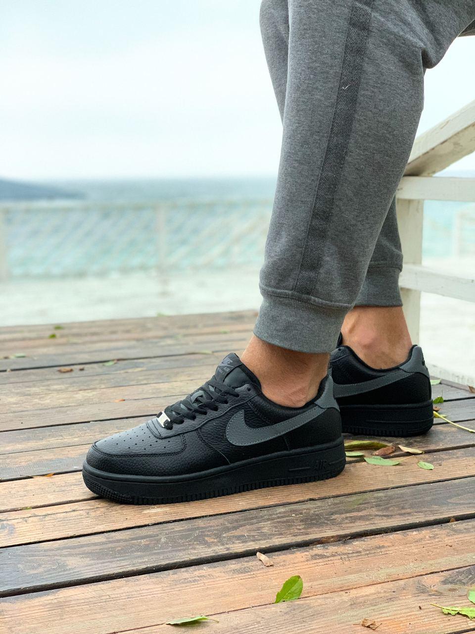 Nike Air Force Low Winter Black «Grey Logo»