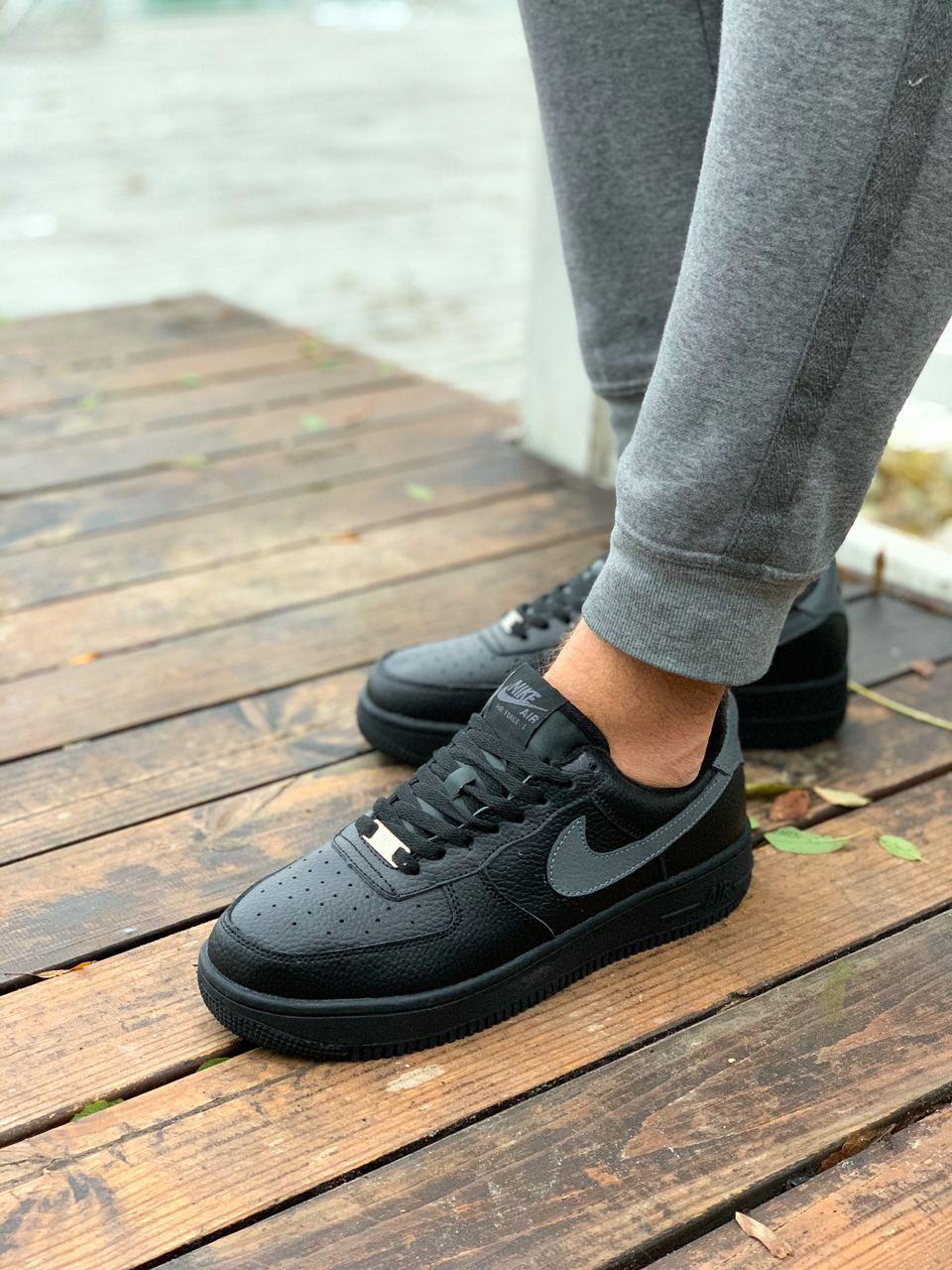 Nike Air Force Low Winter Black «Grey Logo»