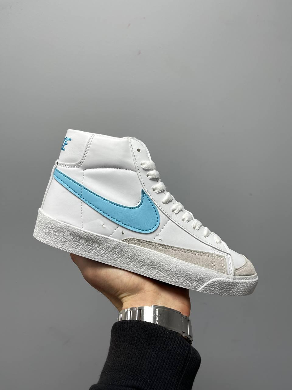 Nike Blazer Mid White Blue Logo