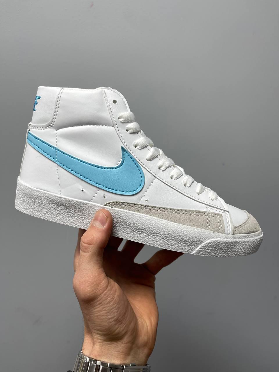 Nike Blazer Mid White Blue Logo