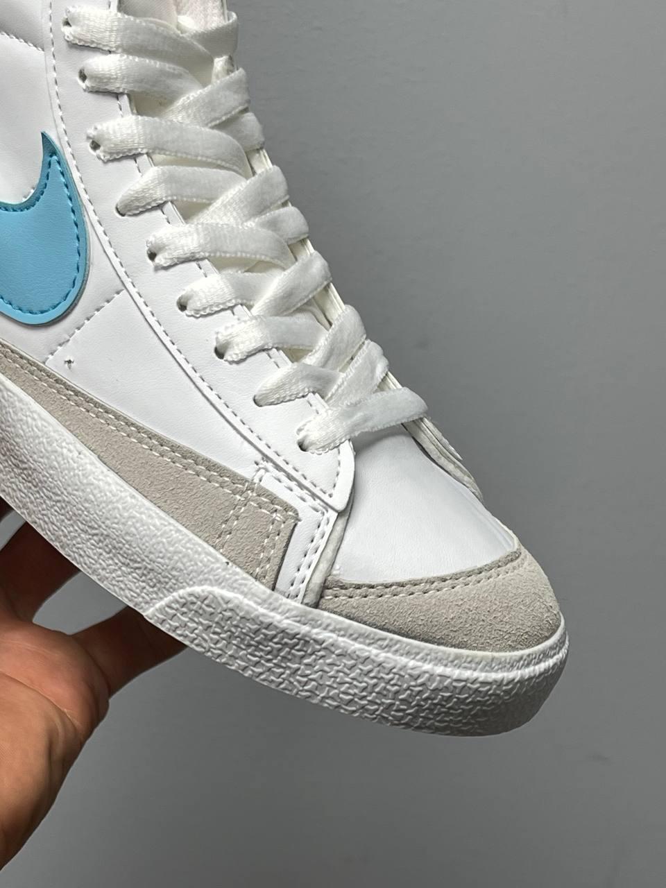 Nike Blazer Mid White Blue Logo