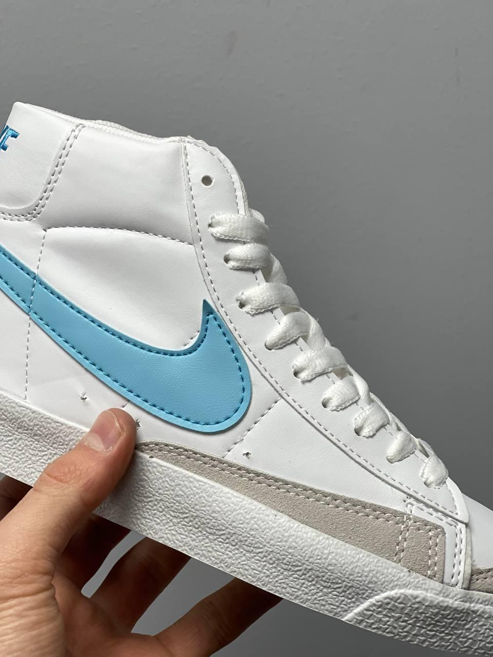 Nike Blazer Mid White Blue Logo