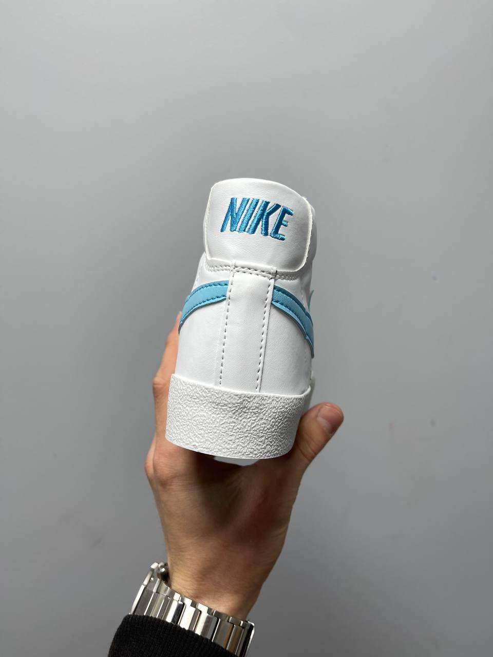Nike Blazer Mid White Blue Logo