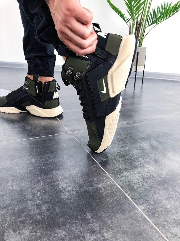Nike Huarache City MID Leather x Acronym Mid Khaki Black
