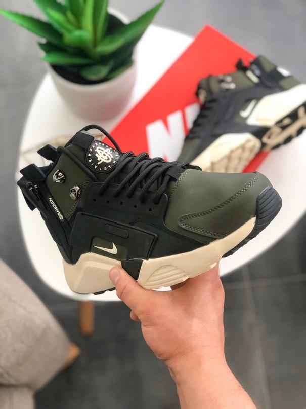 Nike Huarache City MID Leather x Acronym Mid Khaki Black