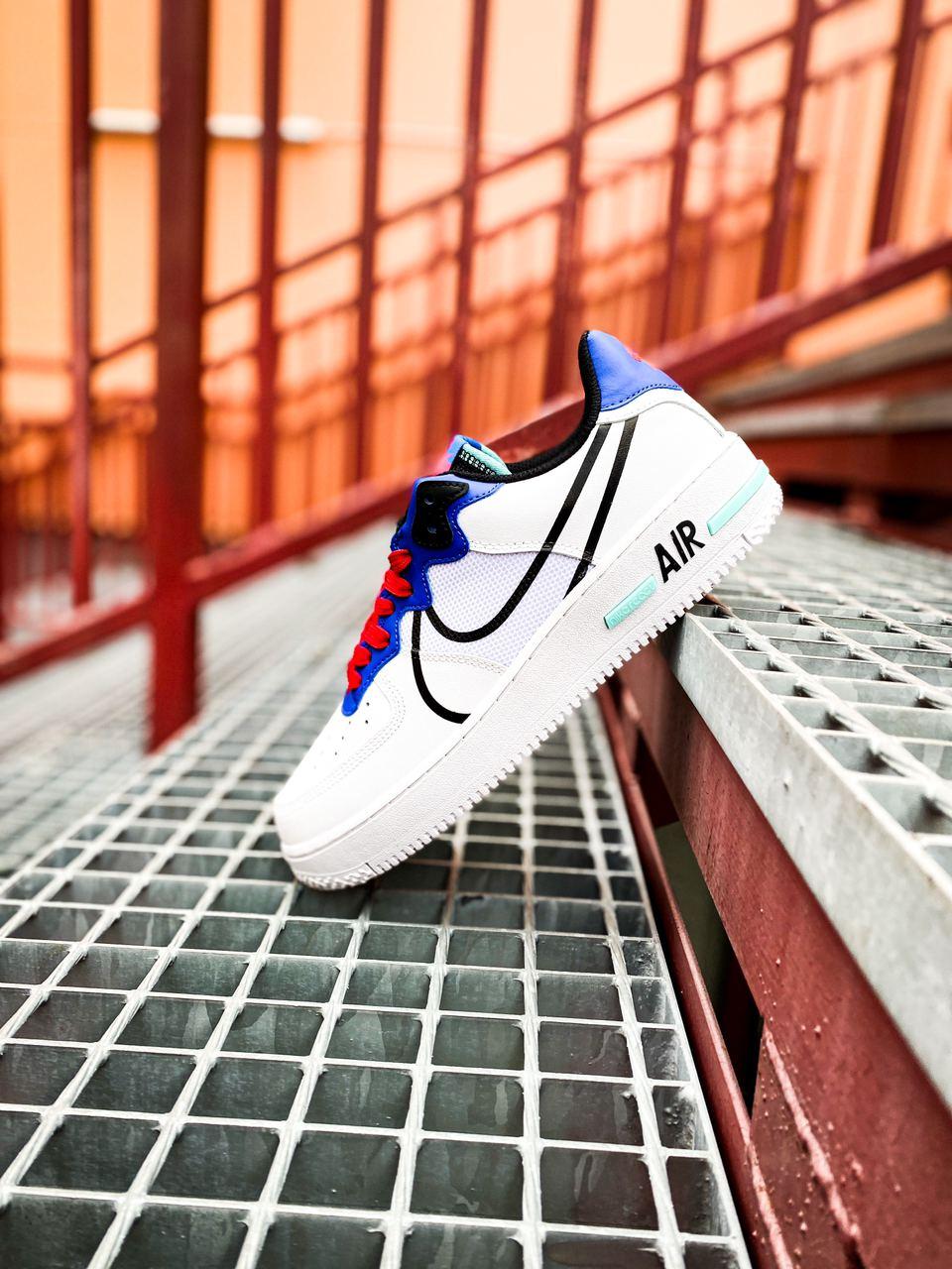 Nike Air Force 1 React White Black Blue Red
