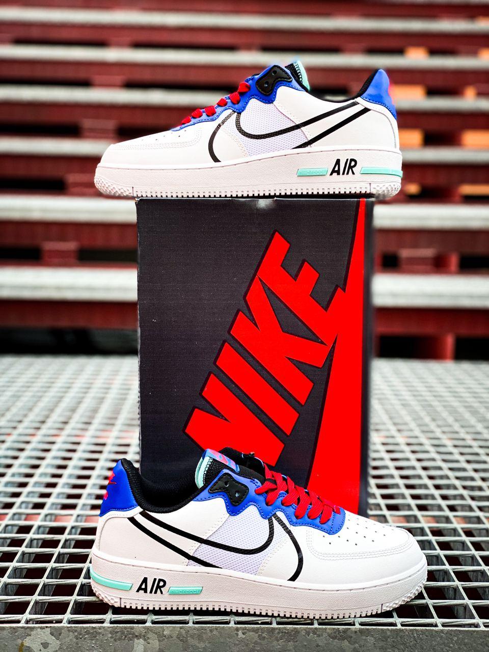 Nike Air Force 1 React White Black Blue Red