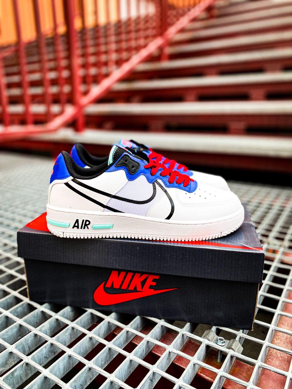 Nike Air Force 1 React White Black Blue Red