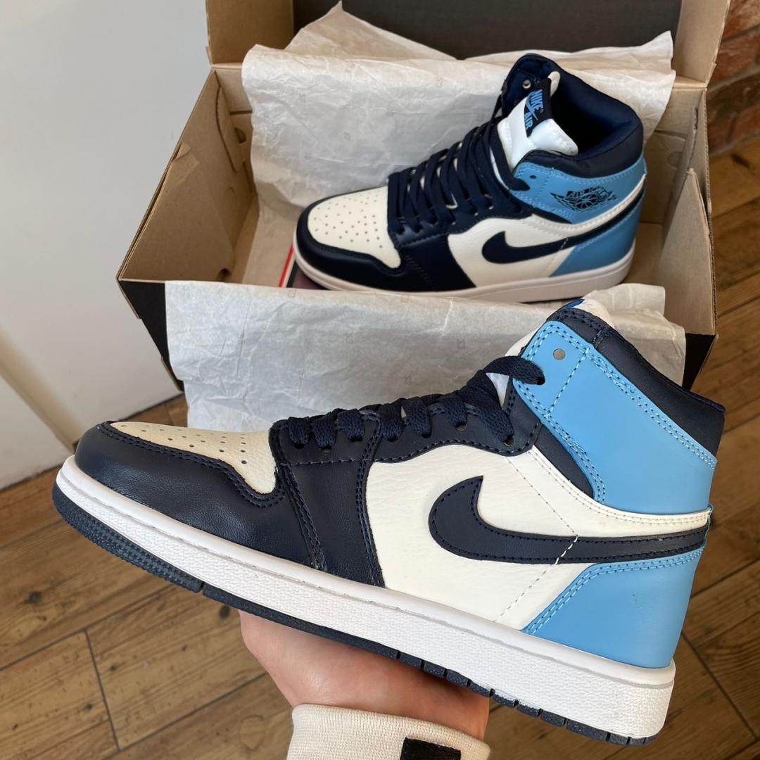 Nike Air Jordan 1 Retro High Patent Blue Toe v2