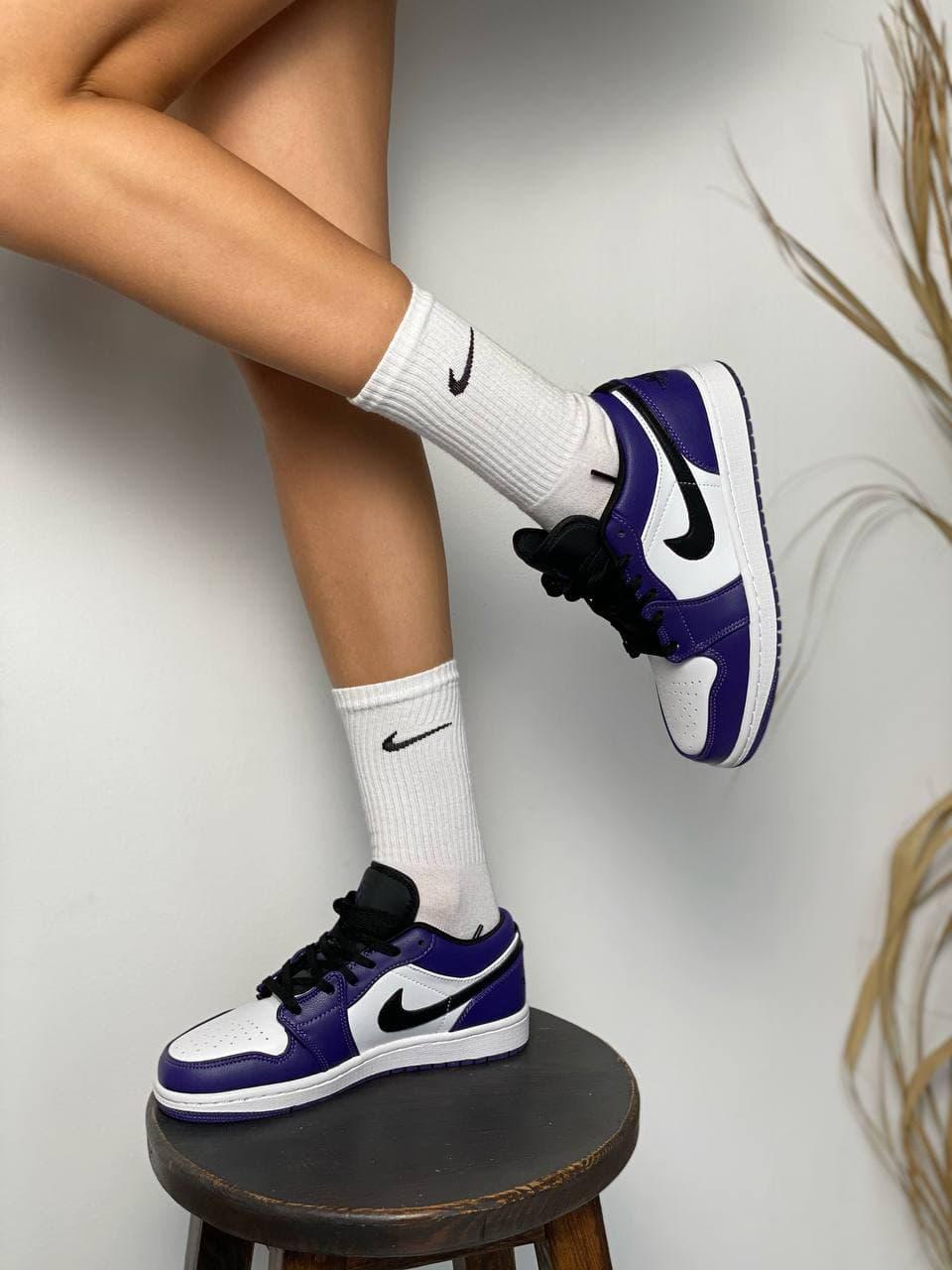 Nike Air Jordan Retro 1 Low Violet White «Black Logo»