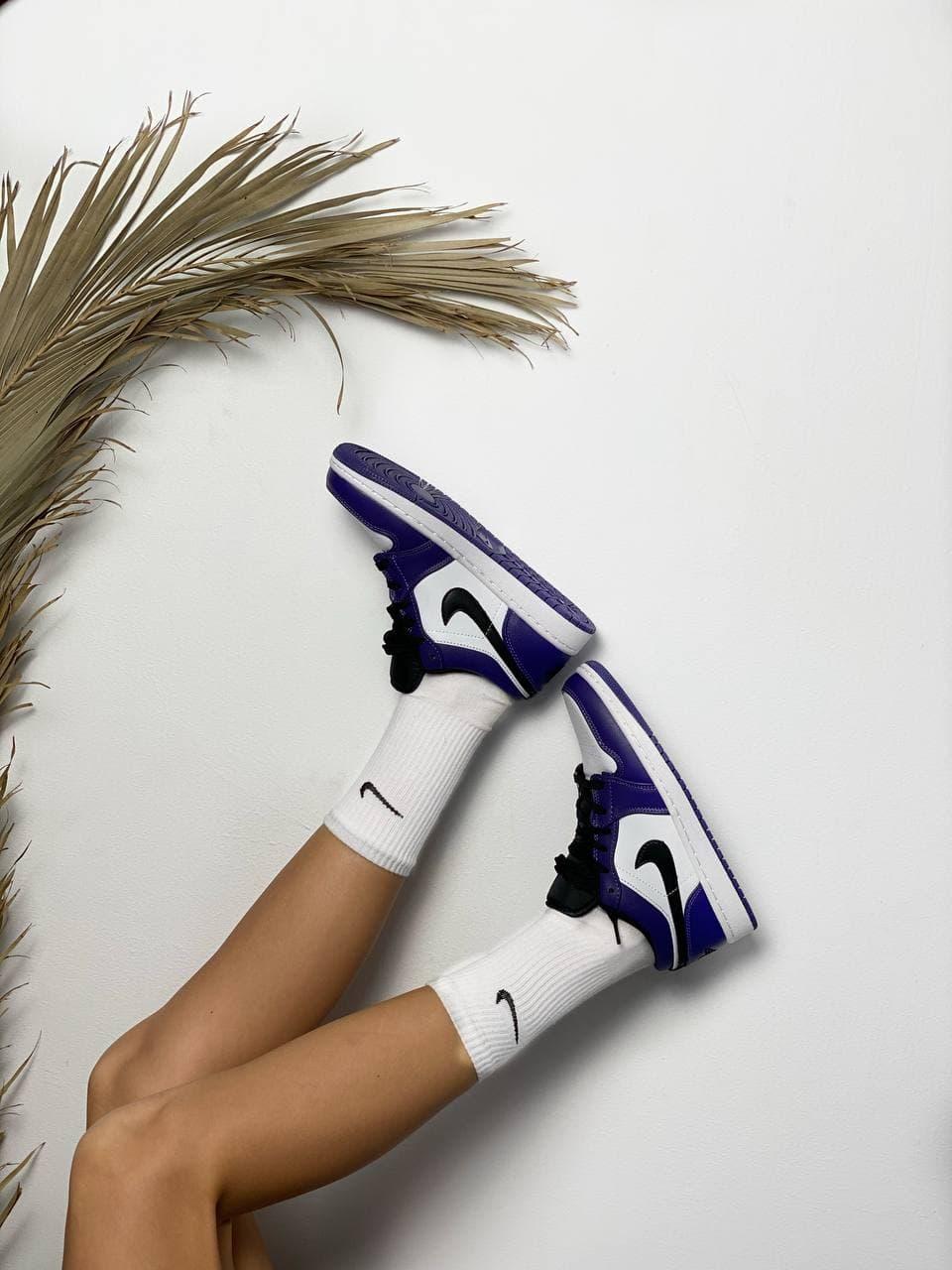 Nike Air Jordan Retro 1 Low Violet White «Black Logo»