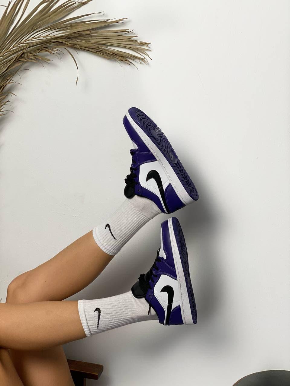 Nike Air Jordan Retro 1 Low Violet White «Black Logo»