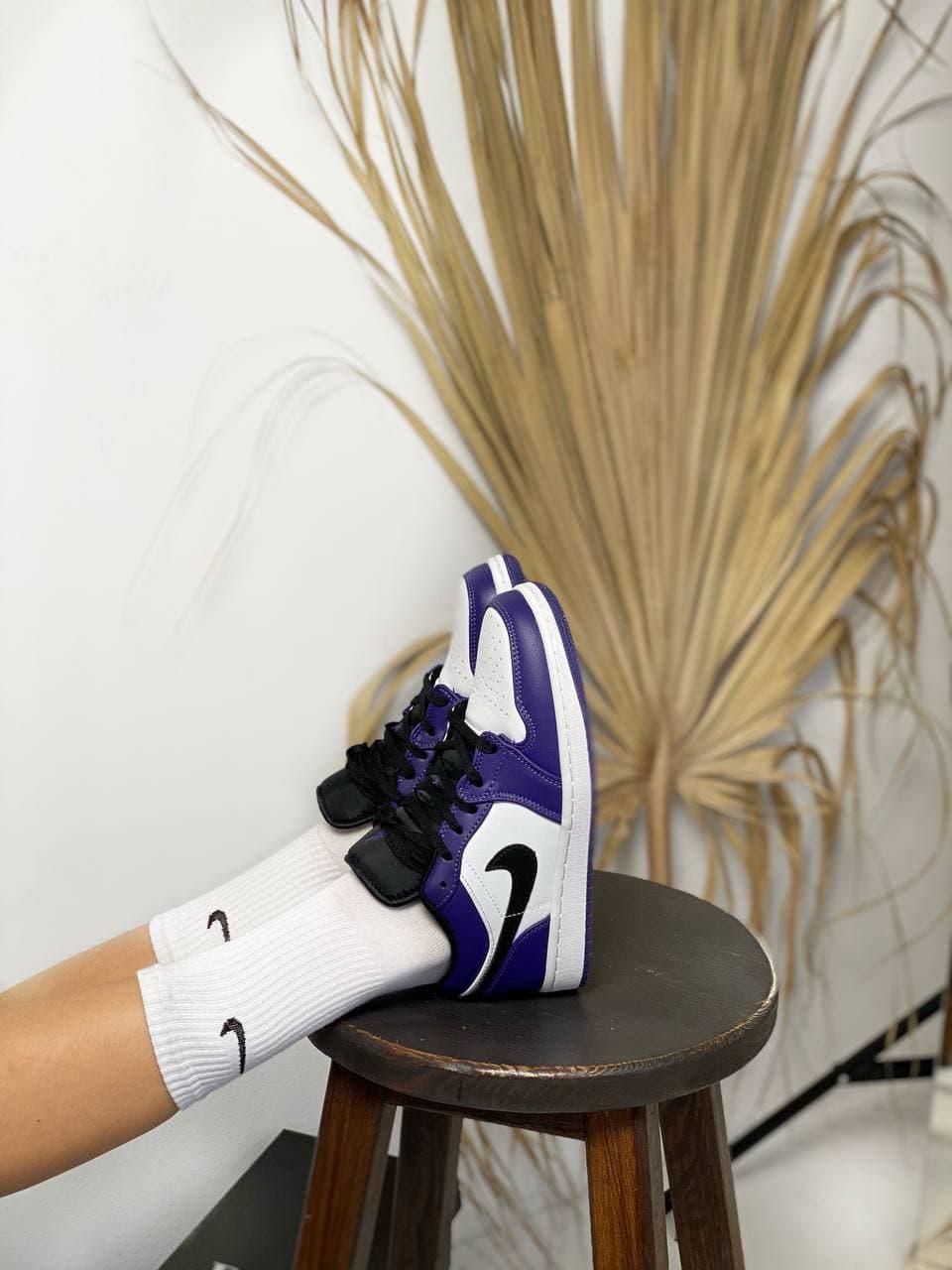 Nike Air Jordan Retro 1 Low Violet White «Black Logo»