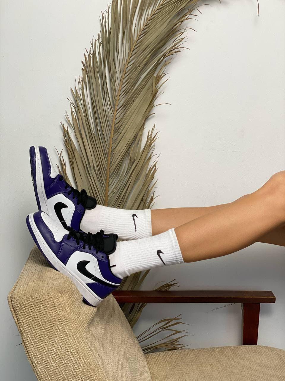 Nike Air Jordan Retro 1 Low Violet White «Black Logo»