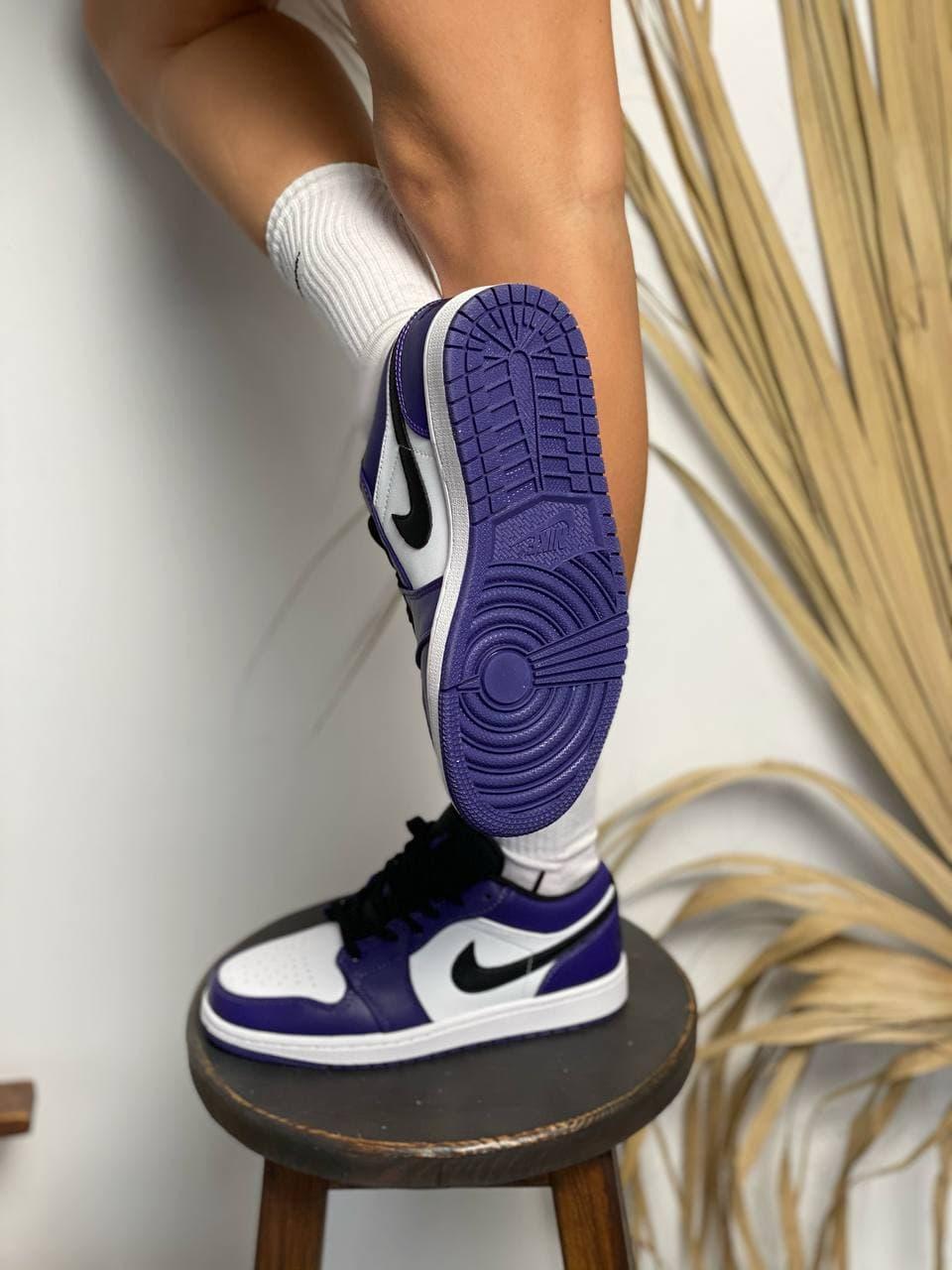 Nike Air Jordan Retro 1 Low Violet White «Black Logo»