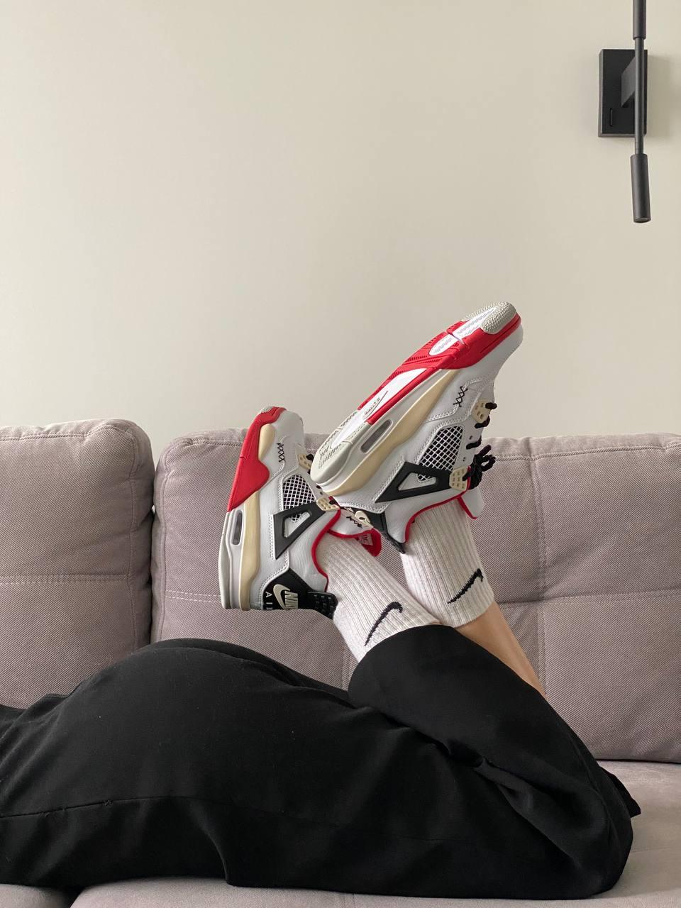 Nike Air Jordan Retro 4 White Red Yellow