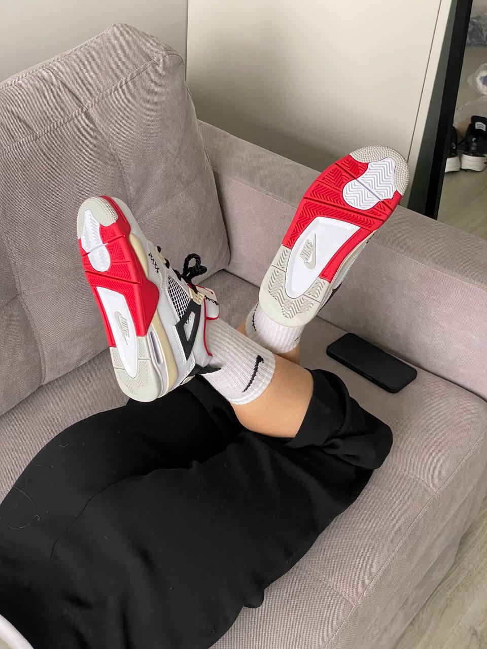 Nike Air Jordan Retro 4 White Red Yellow