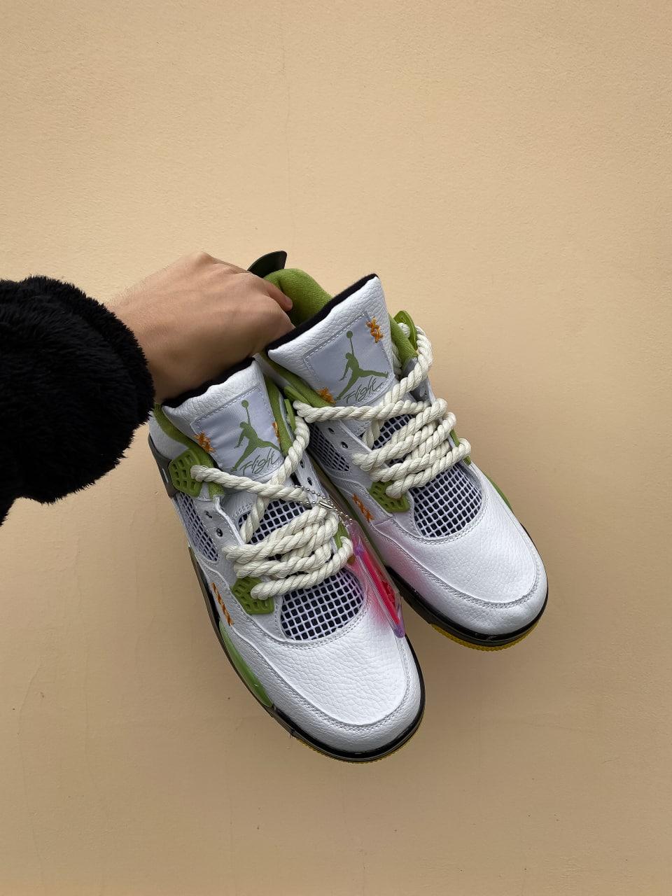 Nike Air Jordan Retro 4 White Green Yellow