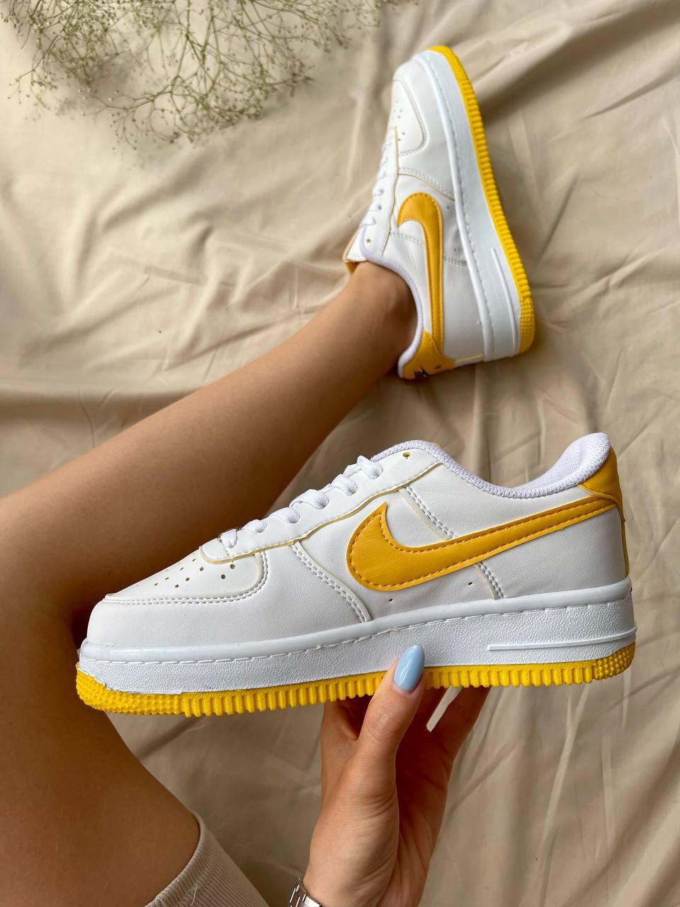 Nike Air Force 1 White Yellow Logo